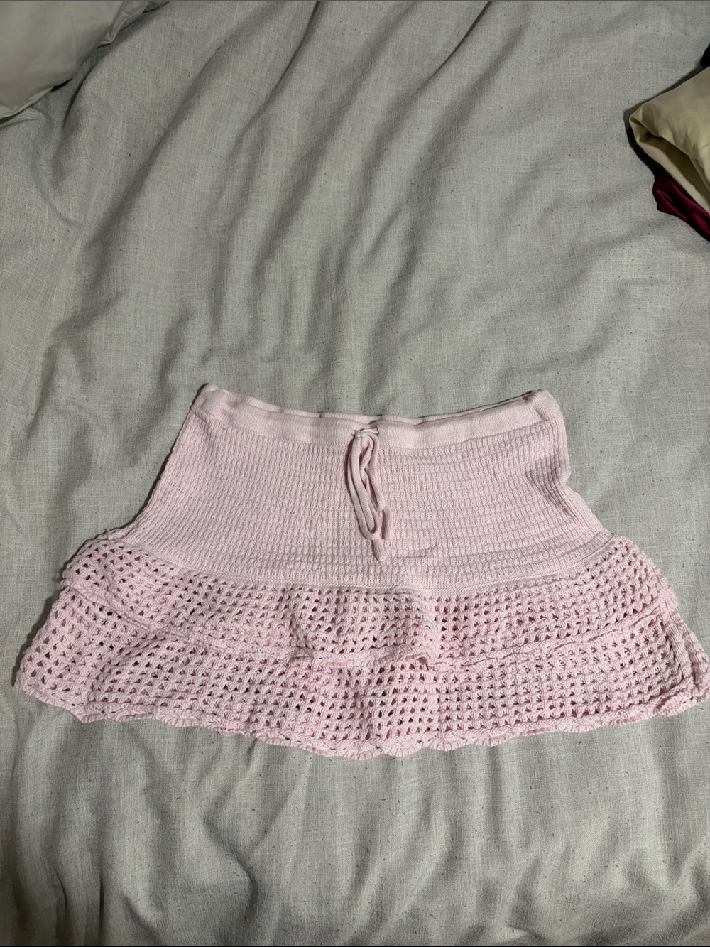 Women’s Pink Crochet Knit Mini Skirt